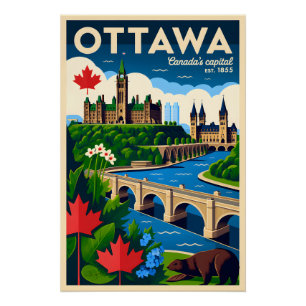 Poster Art de l'affiche de voyage rétro à Ottawa Canada