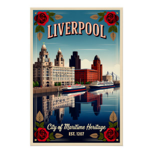 Poster Art de l'affiche de voyage rétro de Liverpool Angl