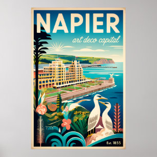Poster Art de l'affiche de voyage rétro Napier Nouvelle-Z