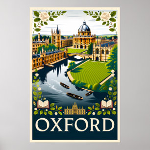 Poster Art de l'affiche de voyage rétro Oxford Angleterre
