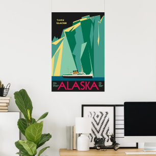 Poster Art de l'affiche de voyage vintage de l'Alaska, gl