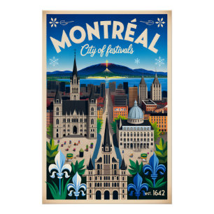 Poster Art de l'affiche rétro de voyage à Montréal Canada