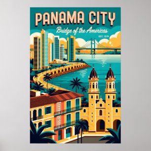 Poster Art de l'affiche rétro de voyage de Panama City