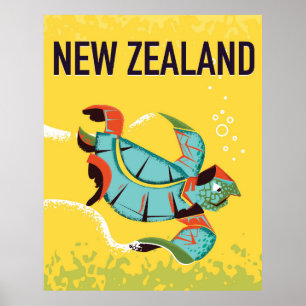 Poster Art de l'affiche vintage voyage en Nouvelle-Zéland