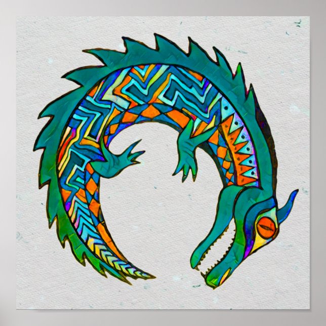 Poster Art de l'alligator tribal (Devant)