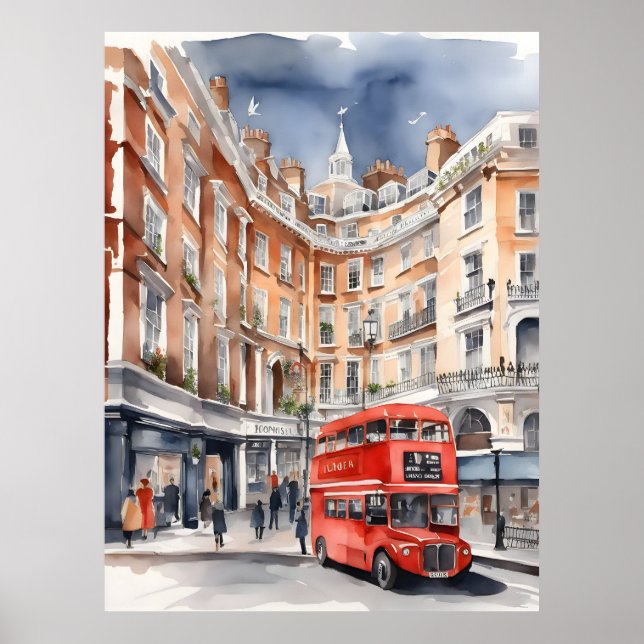 Poster Art de l'aquarelle à Londres (Devant)