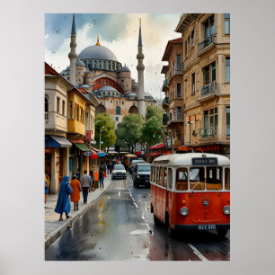 Poster Art de l'aquarelle d'Istanbul