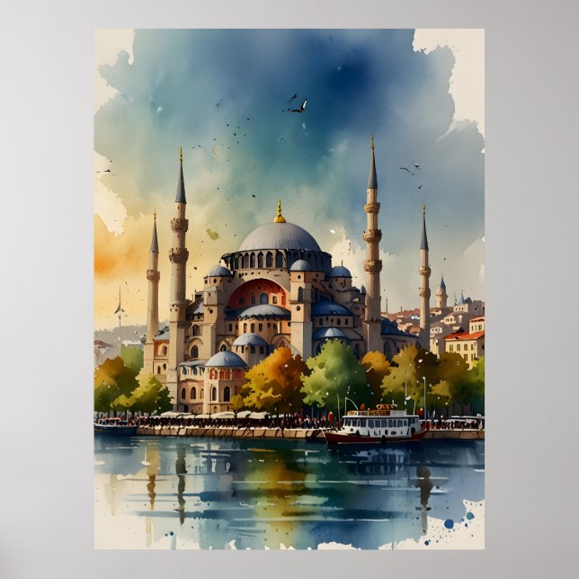 Poster Art de l'aquarelle d'Istanbul (Devant)