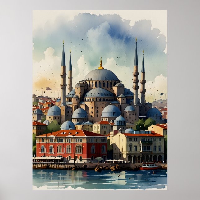 Poster Art de l'aquarelle d'Istanbul (Devant)
