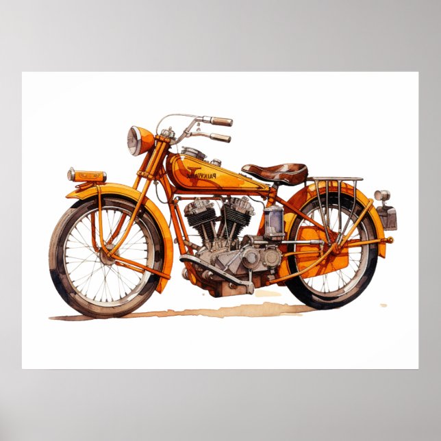Poster Art de l'aquarelle moto vintage (Devant)