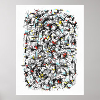 Poster Art de l'encre de la carte de ville