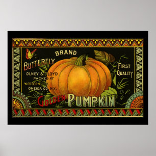 Poster Art de l'étiquette de canette vintage, citrouille