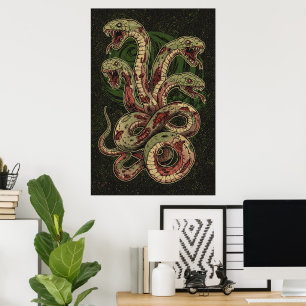 Poster Art de l'horreur du serpent vert mythique