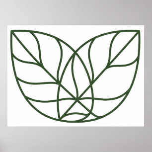Poster Art de ligne de feuille verte minimaliste