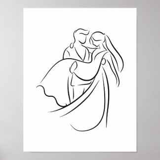 Poster Art de ligne mariage