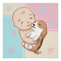 Art de l'illustration de chien mignon et bébé