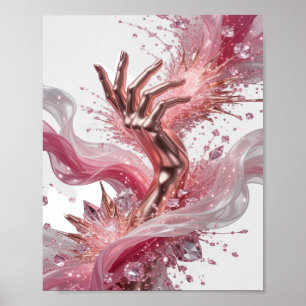 Poster Art de l'impression de mode ABSTRACT argent dynami