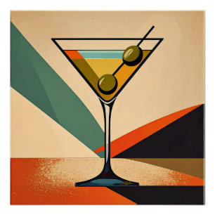 Poster Art de Martini en bloc de couleur moderne du milie