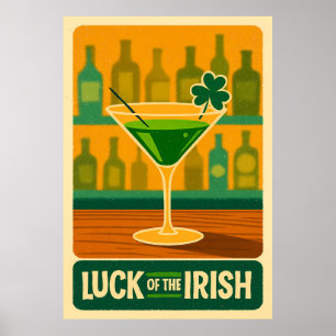 Poster Art de martini trèfle de la Saint-Patrick milieu d