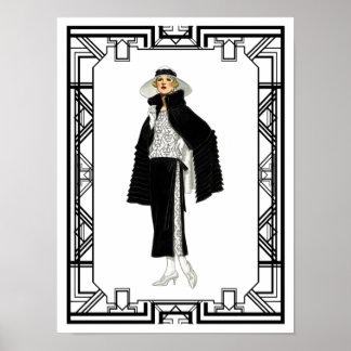 Poster Art de mode vintage noir et blanc