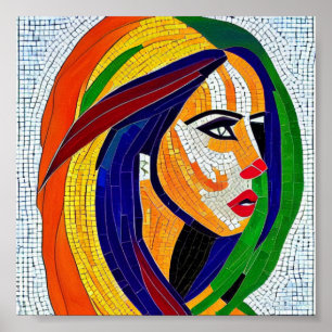 Poster Art de mosaïque de femme
