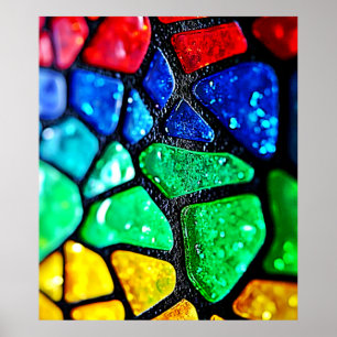 Poster Art de mosaïque de verre arc-en-ciel brillant