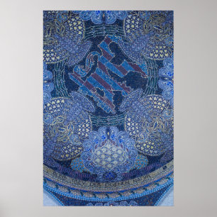 Poster Art de mosaïque ornée bleue, Allemagne