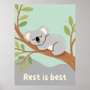 Poster Art de nurserie calme Koala endormi