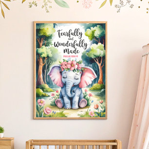 Poster Art de nurserie chrétien « Créé avec crainte et me