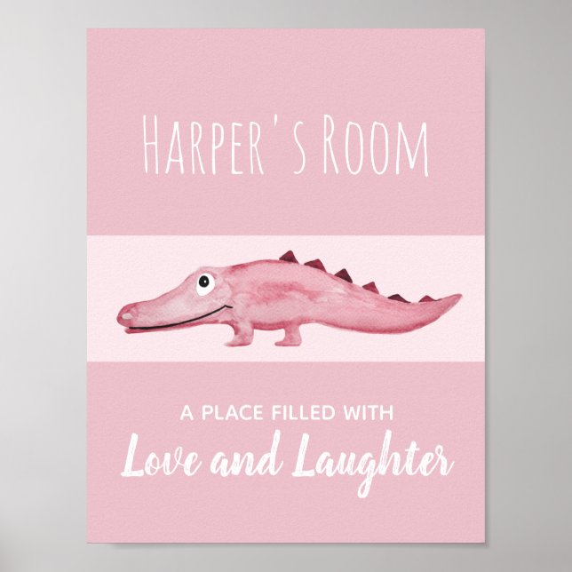 Poster Art de nurserie de jungle crocodile aquarelle pour (Devant)