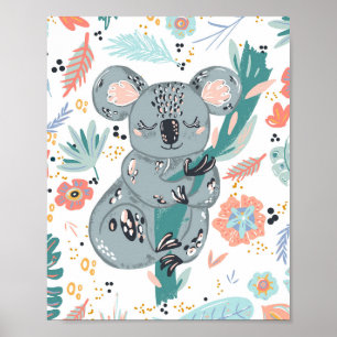 Poster Art de nurserie de koala mignon