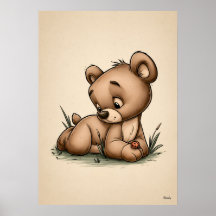 Art de nurserie ourson mignon scandinave minimalis