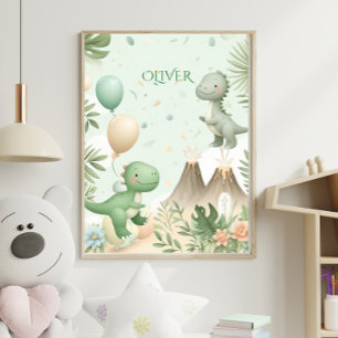 Poster Art de nurserie pour enfants avec dinosaures à l'a