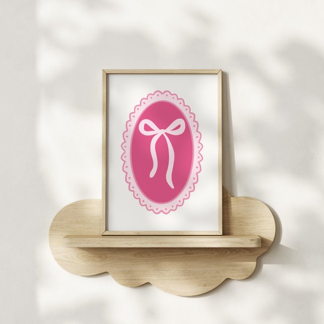 Poster Art de nurserie rose - Cadre ovale coquette et nœu (Créateur téléchargé)