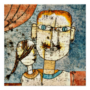 Poster art de Paul Klee : Adam et la petite Eve,