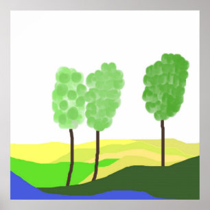 Poster art de paysage abstrait