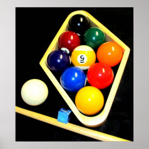 POSTER ART DE PISCINE DE 9 BILLARDS DE BOULE