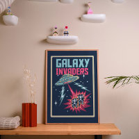 Art de pixel rétro néon rose et sarcelle Galaxy In