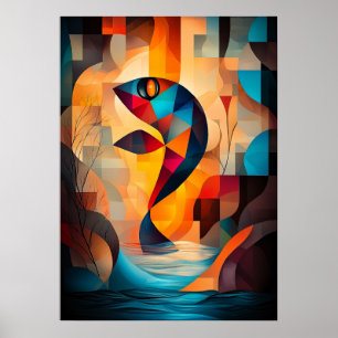 Poster Art de poisson abstrait - Conception géométrique d