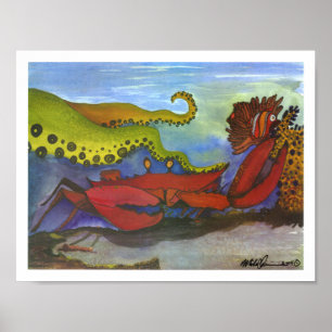Poster Art de poissons d'aquarelle "de vacances