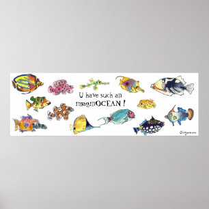 Poster Art de poissons de bande dessinée d'ImaginOCEAN