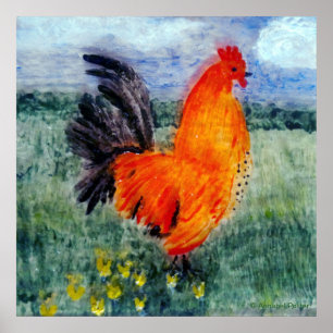 Poster Art de poulet de coq