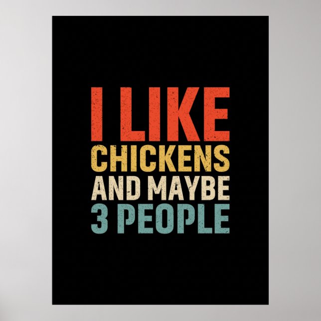 Poster Art de poulet J'aime les poules (Devant)