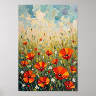 Poster Art de prairie de coquelicot sauvage vintage