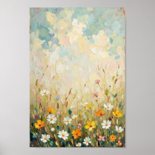 Poster Art de prairie de fleurs sauvages vintage de campa