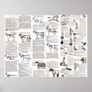 Poster Art de publicité antique de cheval de journal