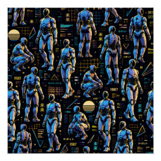 Poster Art de robot humanoïde futuriste | Android de scie