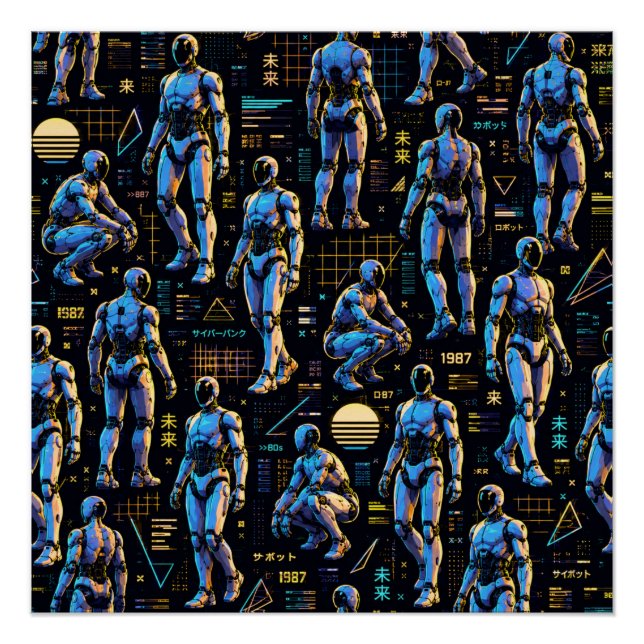 Poster Art de robot humanoïde futuriste | Android de scie (Devant)