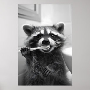 Poster Art de salle de bain de Raton Laveur drôle de styl