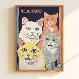 Poster Art de salle de bain imprimable Chat Art Toilette